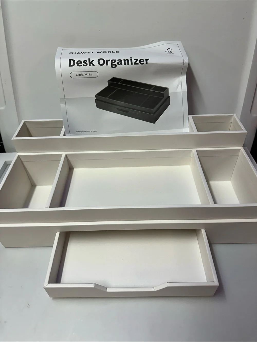 White Desktop Storage Organizer with Drawer
